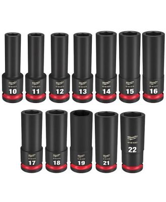 Milwaukee 49667054 - Impact Socket Set Deep 1/2 Drive 12 Piece Metric 6P Shockwave