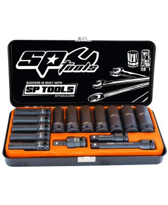 SP Tools SP20320 - Impact Socket Set 1/2 Drive 15 Piece Long Series - Metric