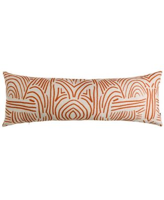 Tiki Hut Terracotta Long Lumbar Linen Cushion