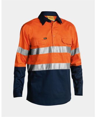 Bisley 3M Taped Hi Vis Cool Lightweight Closed Front Long Sleeve Shirt