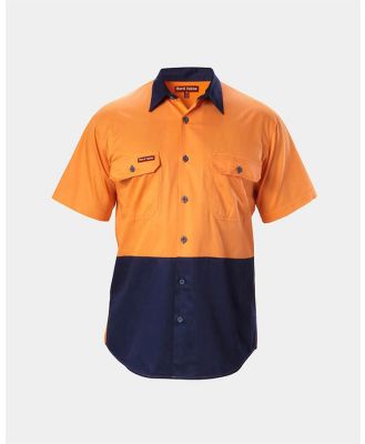 Hard Yakka Koolgear Hi Vis Two Tone Cotton Twill Ventilated Short Sleeve Shirt