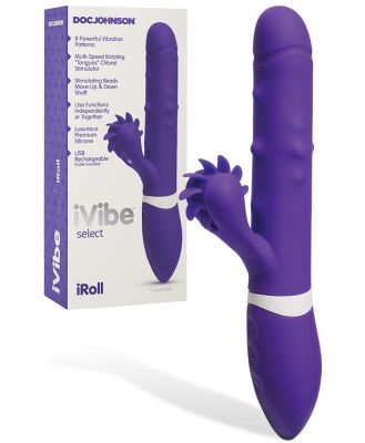 Doc Johnson iVibe Select iRoll 9.5 Beaded Rabbit Vibrator with Rotating Tongues