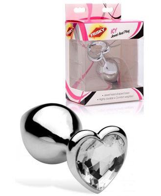 Frisky 3 Metal Butt Plug with Heart Shaped Jewel Base